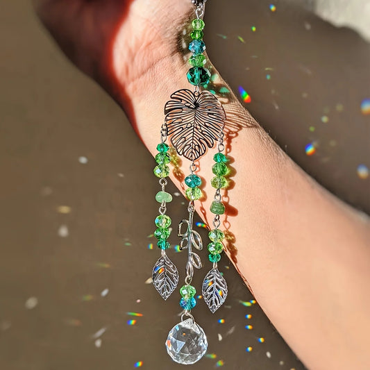 1Pc Leaf-Shaped Sun Catcher, Hanging Decoration, Home Outdoor Hanging Decoration, Tree of Life Outdoor Home Hanging Ornament