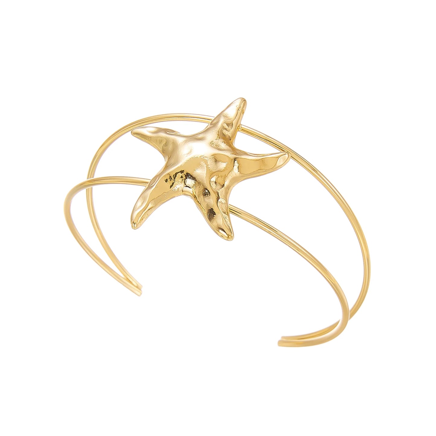 Fahion Starfish Adjustable Cuff Bracelet for Women Boho Starfish Upper Arm Open Bangle Festival Party Jewelry Gift