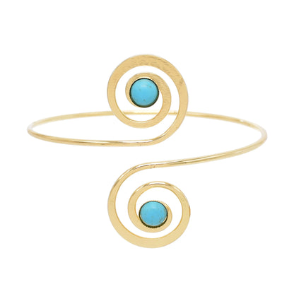 Gold Color Simple Line Butterfly Flower Open Bangles For Women Swirl Charm Armlet Greek Goddess Upper Arm Cuff Bracelet Jewelry