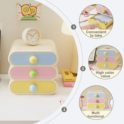 Uforu Dopamine Desktop Organizer – 3-Tier Drawer Multi-Function Stationery Shelf for Office & Dorm