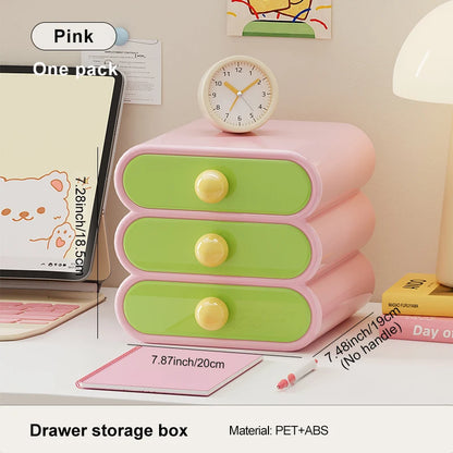 Uforu Dopamine Desktop Organizer – 3-Tier Drawer Multi-Function Stationery Shelf for Office & Dorm