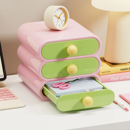 Uforu Dopamine Desktop Organizer – 3-Tier Drawer Multi-Function Stationery Shelf for Office & Dorm