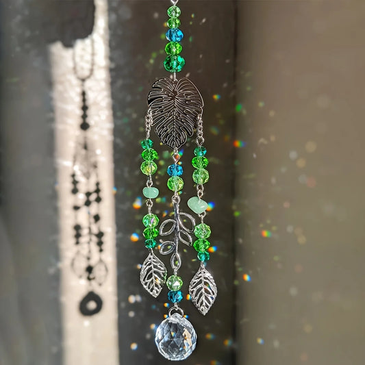 1Pc Leaf-Shaped Sun Catcher, Hanging Decoration, Home Outdoor Hanging Decoration, Tree of Life Outdoor Home Hanging Ornament