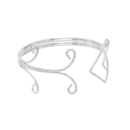 Gold Color Simple Line Butterfly Flower Open Bangles For Women Swirl Charm Armlet Greek Goddess Upper Arm Cuff Bracelet Jewelry