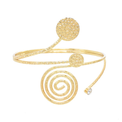Gold Color Simple Line Butterfly Flower Open Bangles For Women Swirl Charm Armlet Greek Goddess Upper Arm Cuff Bracelet Jewelry