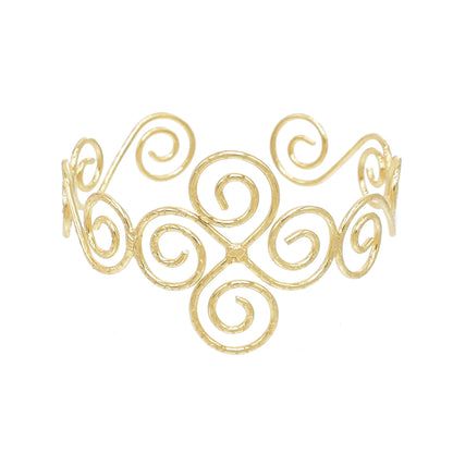 Gold Color Simple Line Butterfly Flower Open Bangles For Women Swirl Charm Armlet Greek Goddess Upper Arm Cuff Bracelet Jewelry
