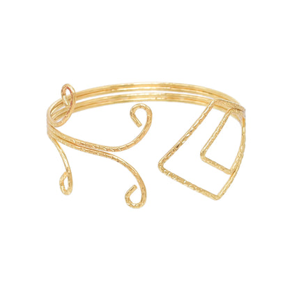 Gold Color Simple Line Butterfly Flower Open Bangles For Women Swirl Charm Armlet Greek Goddess Upper Arm Cuff Bracelet Jewelry