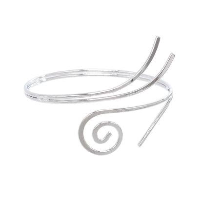Gold Color Simple Line Butterfly Flower Open Bangles For Women Swirl Charm Armlet Greek Goddess Upper Arm Cuff Bracelet Jewelry